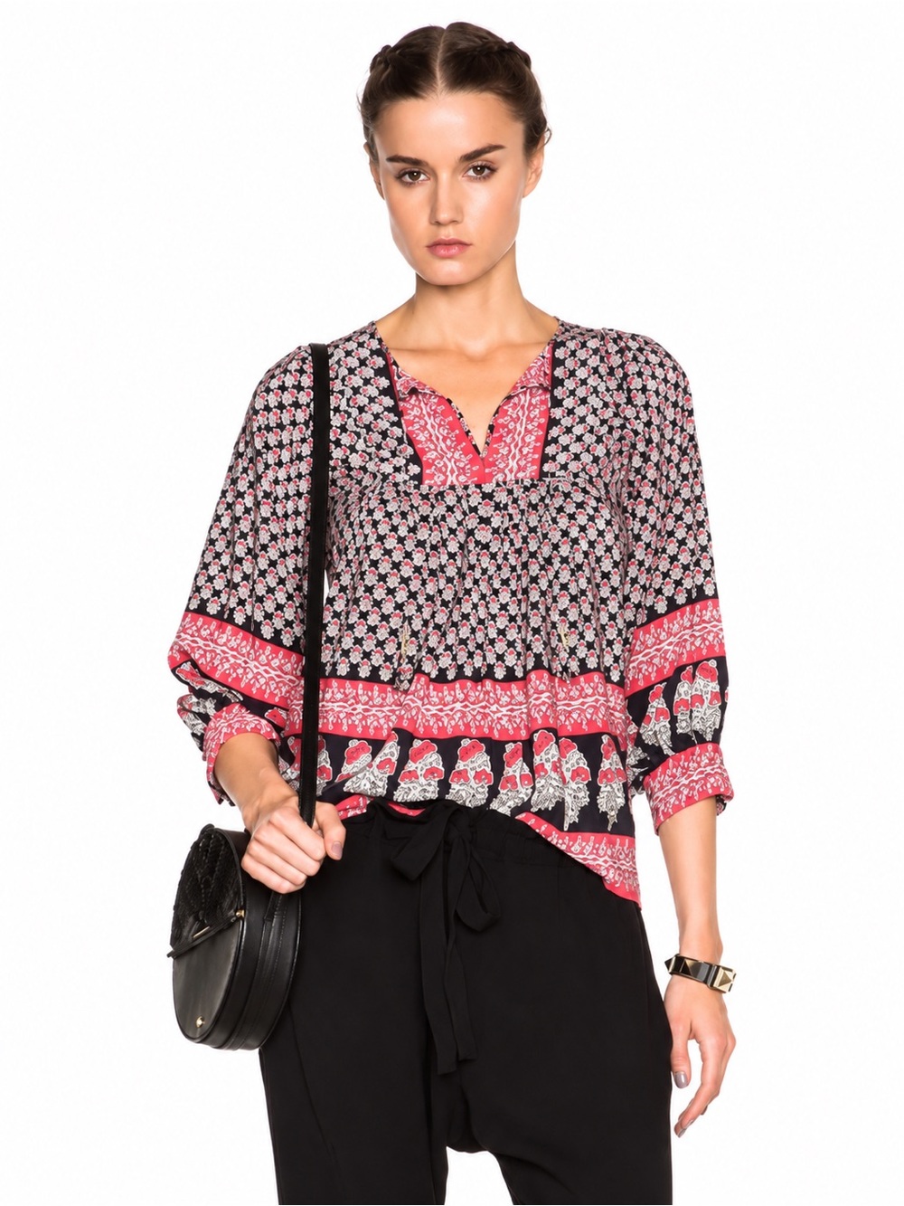 Ulla Johnson Bea Blouse Dark Indian 
Floral Top Size 2